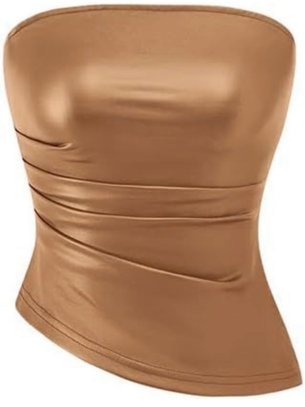 Women’s Faux Leather  Ruched  Top - Bronze/Brown Size Medium  NEW